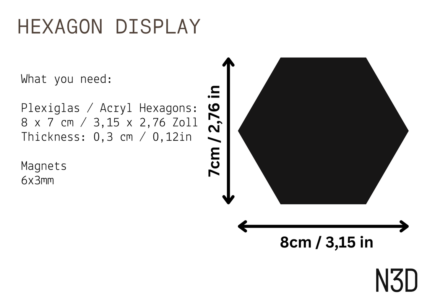 Hexagon Display Case for Collectible Figures - Commercial STL